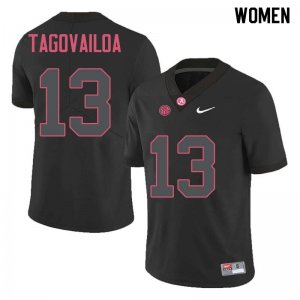 NCAA Women's Alabama Crimson Tide #13 Tua Tagovailoa Stitched College Nike Authentic Black Football Jersey HS17M37AV